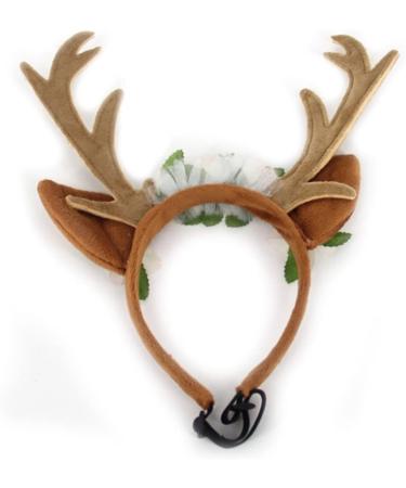 FLAdorepet Dog Elk Antler Reindeer Hat Cap Dog Cat Pet Christmas Costume Outfits Small Big Dog Hat Headwear Hair Grooming Accessories Brown S(for cat and small dog) - Buy Online on SooperMarket.com
