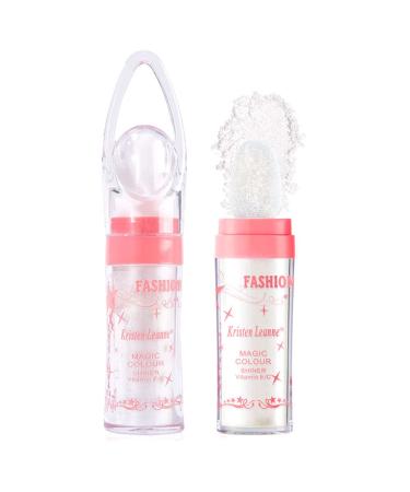 Shimmer Highlighter Powder Stick  Polvo De Hadas Powder Brighten Body Highlighter Stick Natural Sparkle Highlighter Makeup Cosmetic for Lip Face Body Makeup (01 Pearl White)