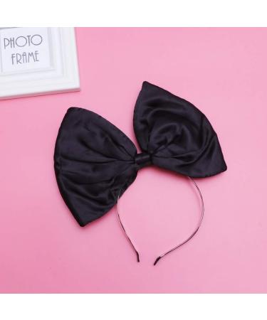 Minkissy Huge Bow Headband Candy Colored Hair Hoop Party Props Lovely Large Bowknot Hairband Party Props for Woman Girl(Black) - Buy Online on SooperMarket.com