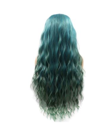DIDADA Long Water Wave Wig - Ombre Mermaid Green Synthetic Lace Front Wig for Drag Queens & Women | 24 Inches - Buy Online on SooperMarket.com