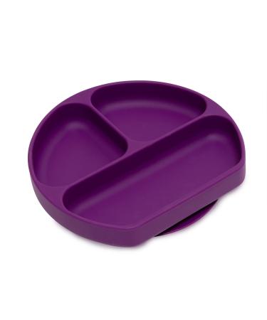 Bumkins Silicone Grip Dish Suction Plate Divided Plate Baby Toddler Plate BPA Free Microwave Dishwasher Safe - Purple 3-Section Purple