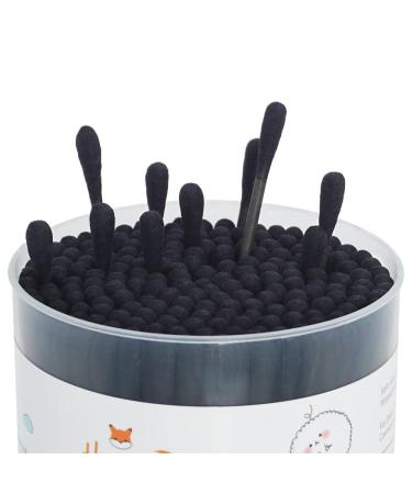 HOMEFOX Black Cotton Swabs Precision Pointed - 400 Count | Organic Charcoal Tip | Gentle & Cruelty-Free | Double-Sided | Soft Paper Stick | Black - Buy Online on SooperMarket.com