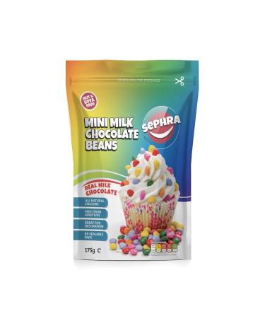 Sephra Mini Chocolate Beans Multicoloured Sugar Shell With Real Milk Chocolate Centre Resealable Bag Colourful Candy Coated Chocolate Lentils (175g)