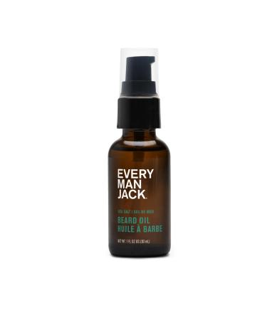 Every Man Jack Mens Beard Oil - Subtle Sea Salt Fragrance - Deeply Moisturizes and Softens Your Beard and Adds a Natural Shine - Naturally Derived with Shea Butter and Coconut Oil - 1oz