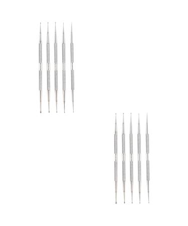 DOITOOL 10 Pcs Nail Art Drill Pen Glitter Gel Nail Molding Gel Nail Drill Point Pen Dotting Tools for Nails Nail Gel Polish Practical Manicure Tool To Rotate Stainless Steel Glue Pen Alloy