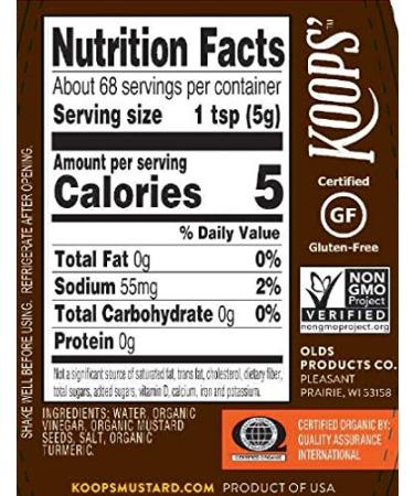 Koops Mustard Organic Spicy Brown 12oz - Pack of 12 | Premium Quality Condiment - Buy Online on SooperMarket.com