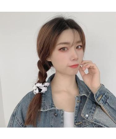 KDDOM Cow Pattern Velvet Hair Scrunchie Set - 2 PCS Elastic Hair Ties for Girls and Women - Buy Online on SooperMarket.com