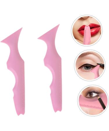 PLAFOPE Silicone Eyeliner Stencil 2pcs Silicone Beauty Ruler Eyelash Spoolies Face Cream Applicator Eyebrow Template With Wings 15.00X4.15X0.50CM Pink-1 - Buy Online on SooperMarket.com