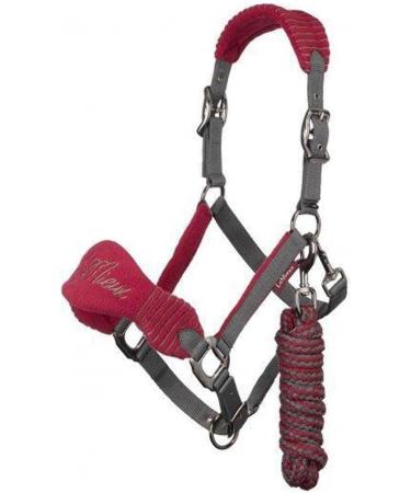 LeMieux Vogue Fleece Headcollar & Leadrope Halter - Cob Burgundy/Navy | International Shipping - Buy Online on SooperMarket.com