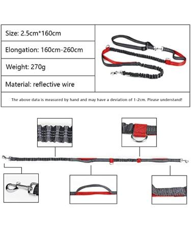 Achort Hands-Free Dog Leash & Waist Belt with Bungee - Reflective Adjustable for Dogs Up to 110 kg - Perfect for Running & Jogging (Red) - Buy Online on SooperMarket.com