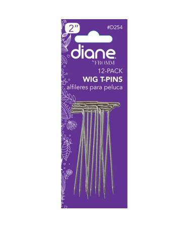 Diane D254 Wig T-pin 2  Silver 12 Count(Pack of 1) 12 Count(Pack of 1) 12 Piece