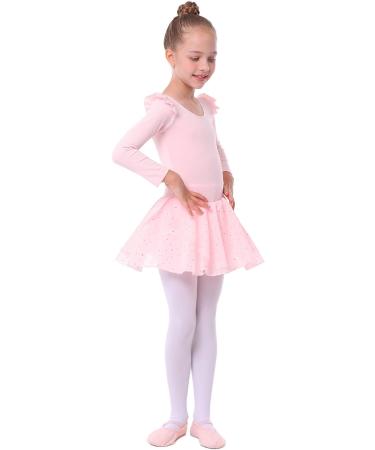 Danswan Toddler Girls Ballet Leotard with Glitter Skirt - Ballet Pink, A3 (Long Sleeve) 4-5T - Buy Online on SooperMarket.com