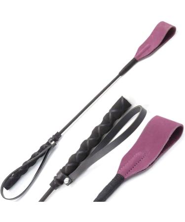 18" Real Riding Crop for Horses | Purple English Equestrian with Genuine Leather Top | Premium Quality Equestrianism Crops