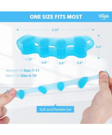 Hilph Toe Separator Toe Spacers Bunion Corrector for Overlapping Toes Correct Toe Alignment and Hammertoe Straighteners Gel Toe Separators for Nighttime Running & Yoga Practice 4 Count-Blue - Buy Online on SooperMarket.com