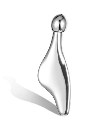 Eye Roller 2-in-1 Design Stainless Steel Gua Sha Facial Tools Eye Cream Applicator with Roller Face Massager Tool for Face Eyes Neck Massager with Travel Pouch Skin Care Gifts(Silver)