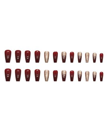 RikView Medium Red Glitter Press on Nails - 24 Pack Square Acrylic Full Cover - International Shipping Available - Buy Online on SooperMarket.com