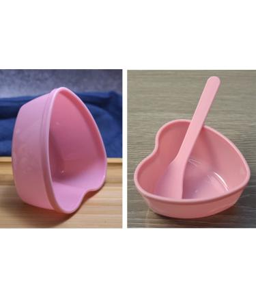 2 Sets Plastic Heart Shaped Facial Mask Mixing Bowl & Spatula - DIY Skin Care Kit for Women - Beauty Salon Essential - Pink & Green - Buy Online on SooperMarket.com