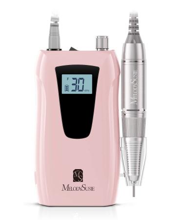 MelodySusie Professional Nail Drill 30000RPM, Rechargeable Electric Nail Drill Machine, Cordless Electric Nail E File for Acrylic Gel Nails, 8pcs Nail Drill Bits 106pcs Sanding Bands, Selene, Pink