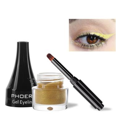 Mysense Matte Cream Gold Eyeliner Gel Pot with Brush Cream Eyeliner Makeup Smooth High Pigmented Matte Eye Makeup Gel Eye Liners for Women 205 Gold Matte Gold