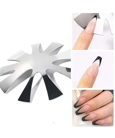 Isaken 3-Piece French Nail Edge Trimmer Set | Acrylic Nail Cutter & Metal Stencil Template for Perfect French Manicure | UV Polyacryl Gel Tool in Silver - Buy Online on SooperMarket.com