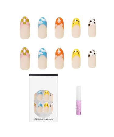 Buy Luvadeyo 24 PCs Press on Nails - Medium Almond Stiletto Fake Nails with Glue | Acrylic Nails for Women & Girls - Fast International Shipping - Buy Online on SooperMarket.com