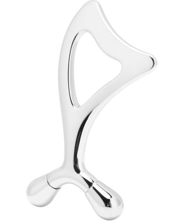 Portable Silver Face Massage Device - Gua Sha Spoon Tail Comfortable Manual Metal Massager for Relaxation & Skincare - Buy Online on SooperMarket.com