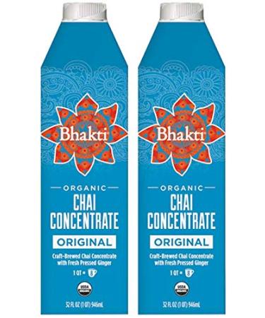 Bhakti Fair Trade Vegan Premium Chai Tea Concentrate (Original, 2-Pack) Original 32 Fl Oz (Pack of 2)