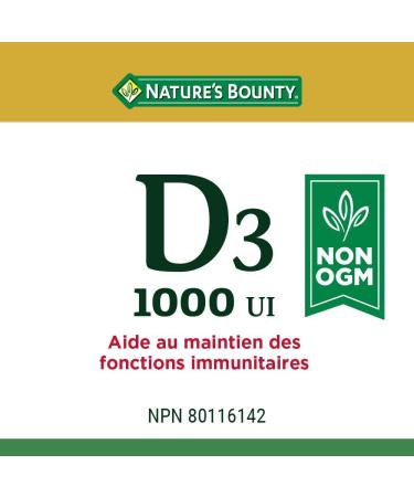 Nature's Bounty Vegetarian Non-GMO Vitamin D3 Vitamin D 1000 IU Supplement Helps to Maintain Immune Function 400 Tablets - Buy Online on SooperMarket.com