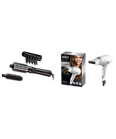 Brown Satin Hair 3 Warm air curl brush including comb and brush attachment & satin hair 5 Power Perfection hairdryer professional hair dryer with IONTEC HD580 white and silver bundle with hair dryer HD580