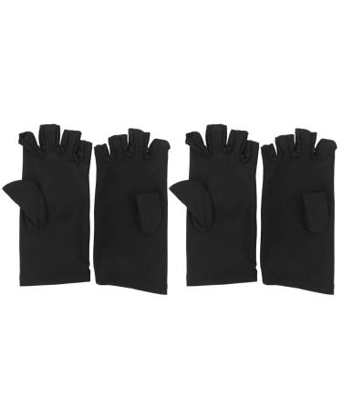 Solustre UV Protection Manicure Gloves - Anti-UV Half-Finger Nail Dryer Tools - 2 Pairs in Black for Salon & Home Use - Buy Online on SooperMarket.com