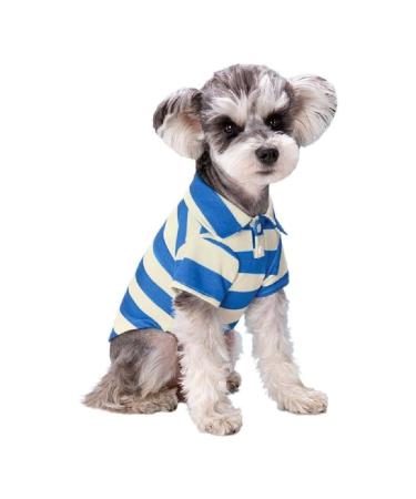 Polo shirt for small dogs two -legged strip shirt puppy costume summer t shirt fashionable clothing for bichon French bull dog dog shirt striped dog shirt breathable blue medium