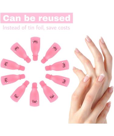 Hanyousheng Acrylic Gel Polish Clips - 10 PCS Nail Art Remover Soak Off UV Manicure Wrap Tool in Rose Red - Buy Online on SooperMarket.com