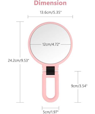 Double Sided 5X/1X Magnifying Hand Held Makeup Mirror with Folding Handle - Compact Cosmetic Vanity Mirror for Girls and Ladies - Pink - Buy Online on SooperMarket.com