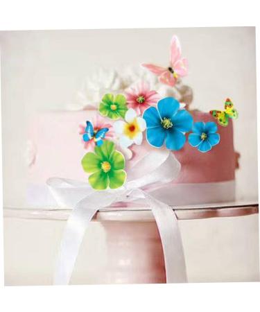 100PCS Glutinous Edible Rice Paper Flower Shape Cake Baking Decoration Edible Flower for Cake Toppers Birthday Wedding Party Cupcake Food Decorations Rice Paper Cupcake Topper Decoration - Buy Online on SooperMarket.com