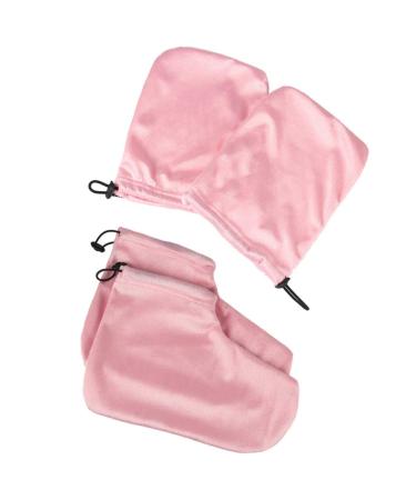 Beavorty 2 Pairs Gloves wax bath mitts guantes desechables paraffin treatments Foot Cover Paraffin Heated Hand Covers paraffin glove paraffin wax for feet paraffin pedicure care short boots Pink