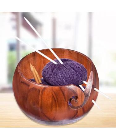 Wooden Yarn Bowl for Knitting and Crocheting - Yarn Storage Organizer with Holes - Mother's Gift Idea - 5.9 x 3.1 Inch - Buy Online on SooperMarket.com