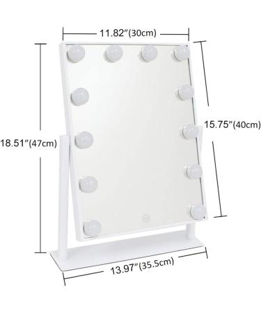 QYzblbang LED Vanity Mirror with Lights - Hollywood Lighted Makeup Mirror for Desk, Touch Control 3-Color Dimmable Smart Mirror, 12 Bulbs, 360 Rotation - Square - Buy Online on SooperMarket.com