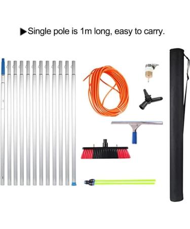 Window Cleaning Pole photovoltaic cleaner Window Cleaning Water-fed Pole 4-12m Extension Pole+Water Fed Brush+Squeegee Telescopic Pole for Window Cleaning/Extension Pole for Cleaning Windows 35cm Brush Head 5M/17FT - Buy Online on SooperMarket.com