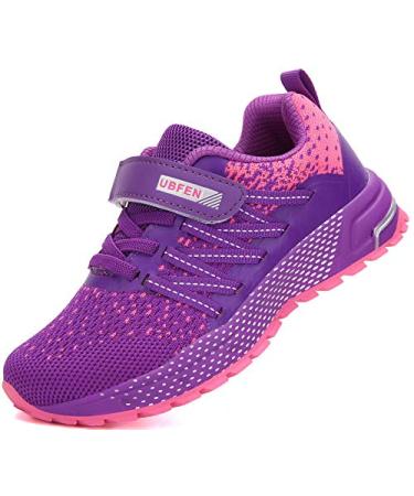 KUBUA Kids Sneakers for Boys Girls Running Tennis Shoes Lightweight Breathable Sport Athletic 13 Little Kid Purple