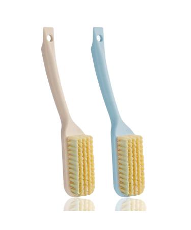 Shoe Washing Brush 2PCS Long Handle Shoe Brush Plastic Shoe Brush Multi-Function Cleaning Brush for Cleaning Shoes for Boots Shoes Clothes Yellow+Blue