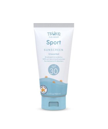 TruKid Sport SPF30 Face Sunscreen Unscented 3.4oz Baby Sunscreen Natural Ingredients Kids Sunscreen Reef-Friendly Travel Size Sun Screen Beach Defense Sunscreen for Kids Toddlers Babies & Adults SPF30 Water Resistant
