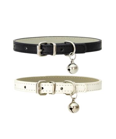 Pack of 2 leather cat collars with elastic safety belt - perfect for cats and kittens.