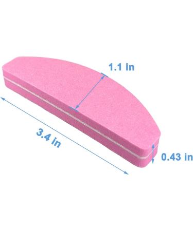 20 PCs Pink Nail Buffers | Double Sided 100/180 Grit Buffer Blocks | Portable Washable Sanding File Arc Shape - Buy Online on SooperMarket.com