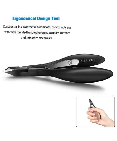 FERYES 1/2 Jaw Cuticle Cutters - Professional Stainless Steel Nail Cuticle Clippers in Black - Buy Online on SooperMarket.com