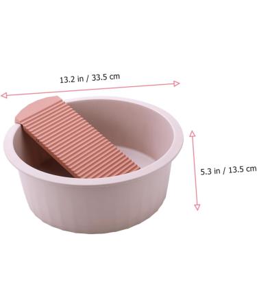 COOLHIYA Washboard 1 Set Wash Basin Laundry Cleaning Board Washing Basin Washing Clothes Board Dish Basin Baby Camping Bucket Pink 33.5x33.5cm - Buy Online on SooperMarket.com