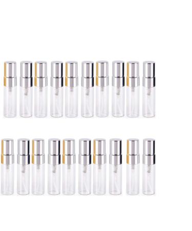 Atomizer Glass bottle Spray Bottle 3ml Refillable Fragrance Perfume Mini Fine Mist Travel Small Empty Bottle Fragrance Clear Bottle With Aluminum Nozzle 20pcs (Silver)