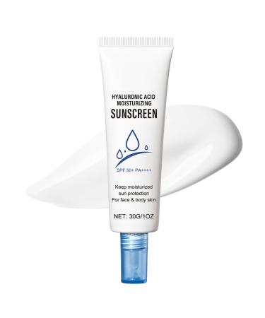 Hyaluronic Acid Sunscreen SPF 50+ PA+++ Sun Cream SPF 50 Face Sunscreen SPF 50 High Protection Face Sun Cream Moisturizing Refreshing Travel Size Sun Cream Against Sunburn Non-Greasy