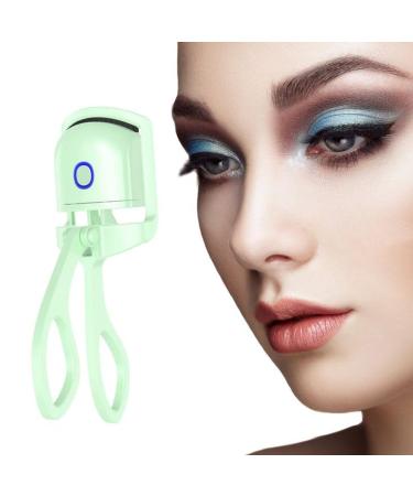Heated Eyelash Curler Electric Heated Lash Curler Rechargeable Rapid Heat-up Long-Lasting Curls with Sensing Heating Silicone Pad (Green)