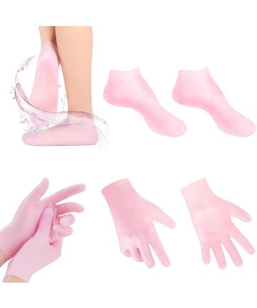 Silicone Socks for Dry Cracked Feet Women Silicone Moisturizing Glove Socks Set Hydrotherapy Gel Socks for Dry Cracked Feet Women Aloe Socks for Post Pedicure Foot Care