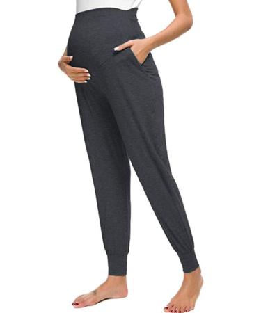 Love2Mi Maternity Women's Casual Pants | Stretchy Lounge Jogging Trousers | Dark Gray | Size Large - Buy Online on SooperMarket.com